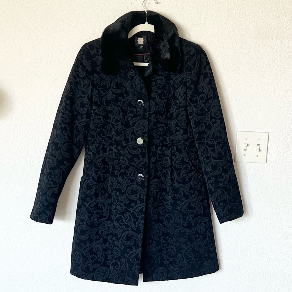 Vintage 70s style Y2K retro grunge black tapestry fur coat